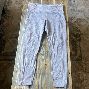 Acid wash purple/grey legging, Lululemon, ankle length, side pockets, size 10